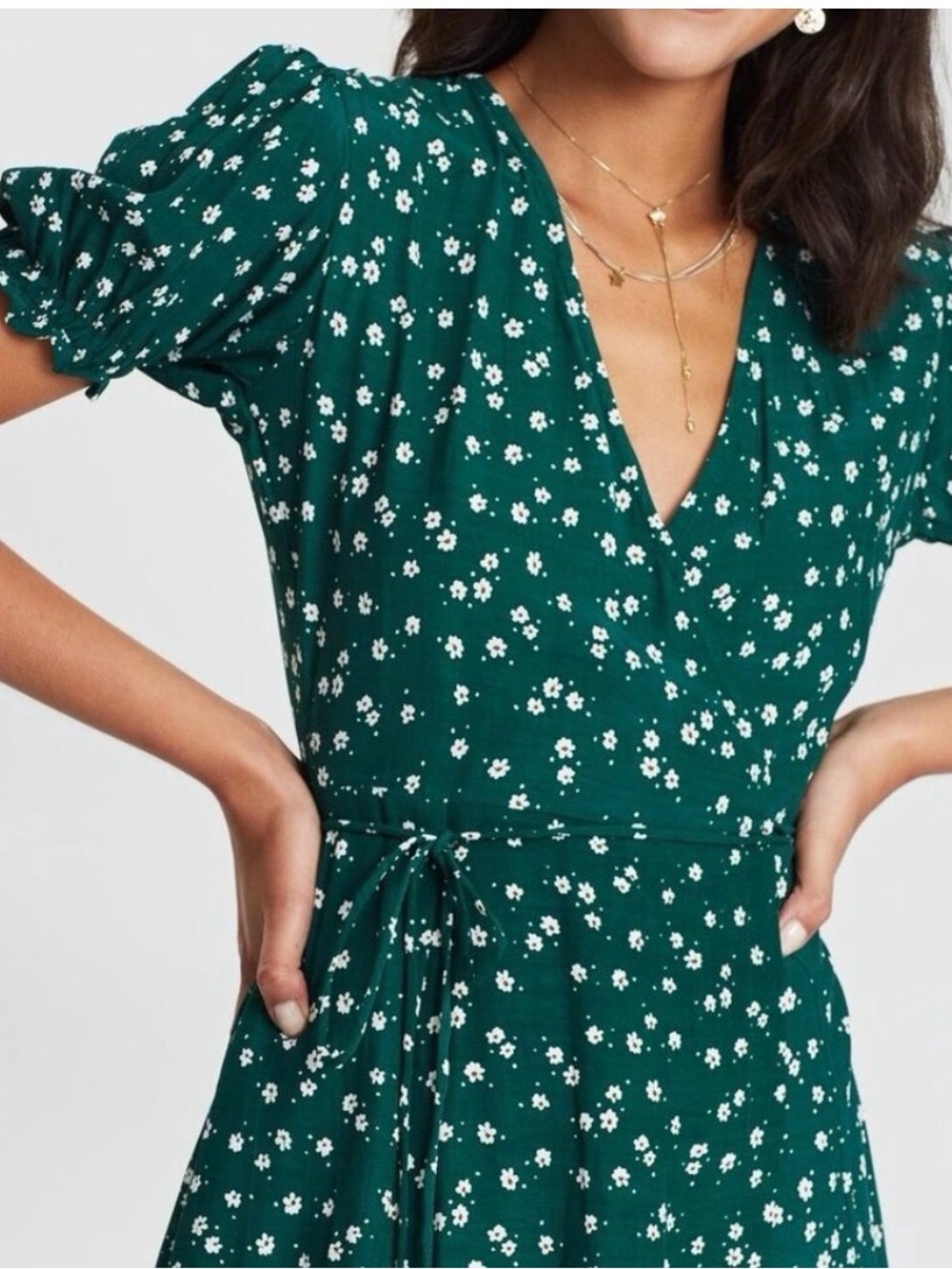 NWOT Faithful the Brand Wrap Mira Mini Floral Dress Green Size 8 - Picture 14 of 14